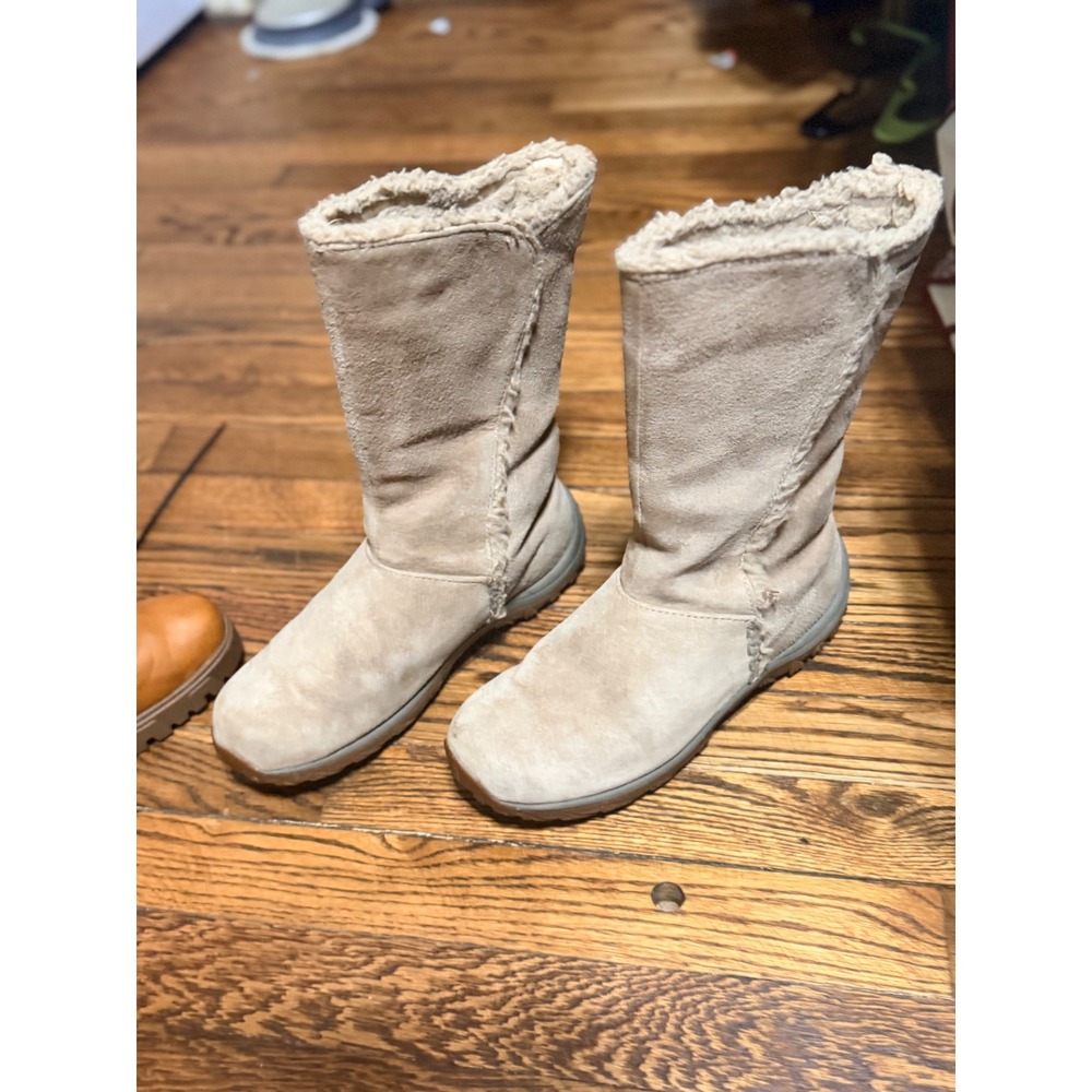 Patagonia Lugano Waterproof Boots Women 8 Khaki Good Suede Polartec PrimaLoft